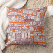 Philadelphia toile hot orange claret クッション (ブランケット)