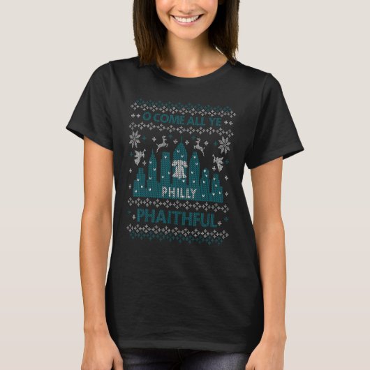 Philadelphia Ugly Christmas Oh Come All Ye Philly  Tシャツ (正面)