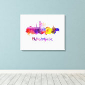 Philadelphia V2 skyline in watercolor キャンバスプリント (インサイチュ (ウッドフロア))