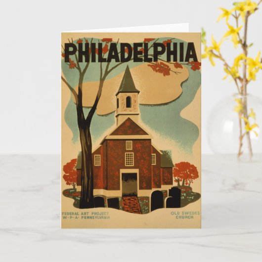 Philadelphia vintage Old Swedes Church, カード (黄色い花)