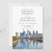 Philadelphia Watercolor Birthday Weekend 招待状 (正面)