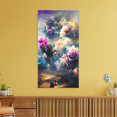Philatelic surrealフローラ抽象芸術景観第2位 キャンバスプリント (インサイチュ (リビング))