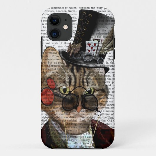 Phileasネコ科のSteampunkの猫及びシルクハット2 Case-Mate iPhoneケース (裏面)