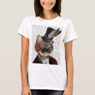 Phileasネコ科のSteampunkの猫及びシルクハット2 Tシャツ