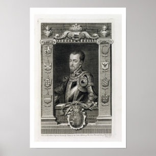 Philip II (1527-98) King of Spain from 1556, engra ポスター