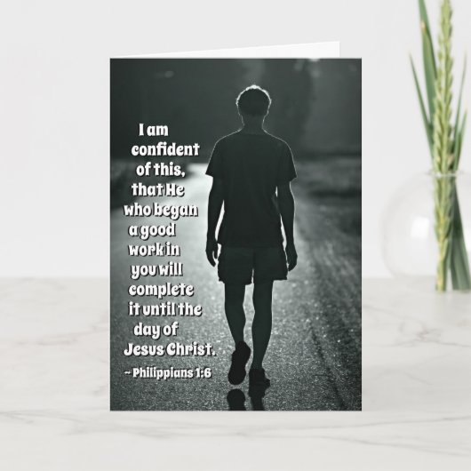 Philippiansの1:6よい仕事の聖書を始めた彼 カード (正面)
