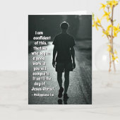 Philippiansの1:6よい仕事の聖書を始めた彼 カード (黄色い花)