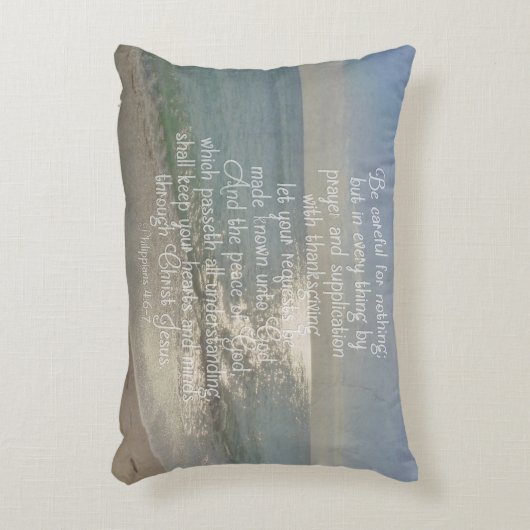 Philippiansの4:13の平和聖書の詩のビーチのクリスチャン アクセントクッション (正面(垂直))
