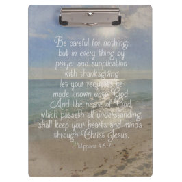 Philippiansの4:13の平和聖書の詩のビーチのクリスチャン クリップボード