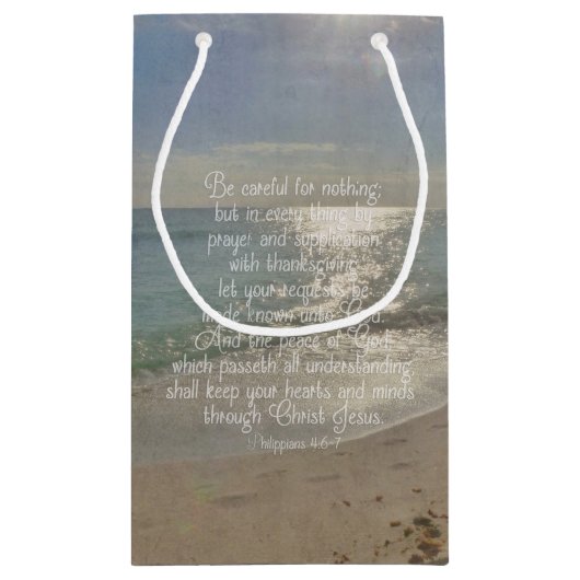 Philippiansの4:13の平和聖書の詩のビーチのクリスチャン スモールペーパーバッグ (裏面)