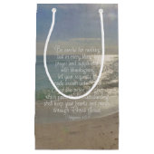 Philippiansの4:13の平和聖書の詩のビーチのクリスチャン スモールペーパーバッグ (正面)