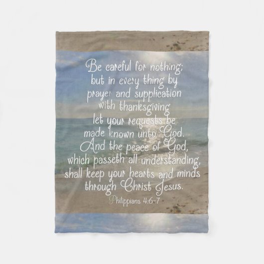 Philippiansの4:13の平和聖書の詩のビーチのクリスチャン フリースブランケット (正面)