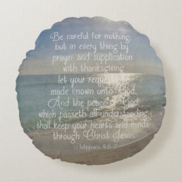 Philippiansの4:13の平和聖書の詩のビーチのクリスチャン ラウンドクッション
