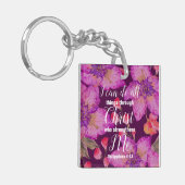 Philippiansの4:13の聖書の詩の花柄 キーホルダー (正面左)