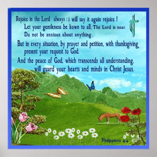 Philippiansの4:4の聖なる書物、経典ポスター ポスター (正面)