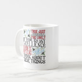 Philippiansの4:8手のレタリングのマグ コーヒーマグカップ (正面左)