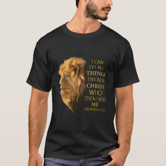 Philippians 413 Religious Lion Verses Christian Tシャツ