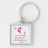 Philippians 4:11私は全てのことをKeychain キーホルダー (正面)