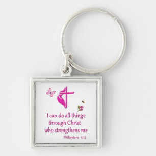 Philippians 4:11私は全てのことをKeychain キーホルダー
