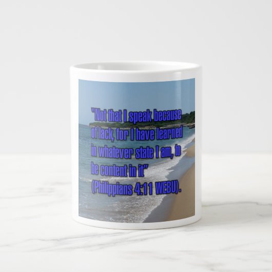 Philippians 4:11 WEBU Mug ジャンボコーヒーマグカップ (正面)