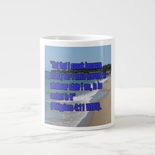 Philippians 4:11 WEBU Mug ジャンボコーヒーマグカップ (正面)