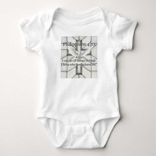 Philippians 4:13 Bible Verse Baby Bodysuit ベビーボディスーツ (正面)