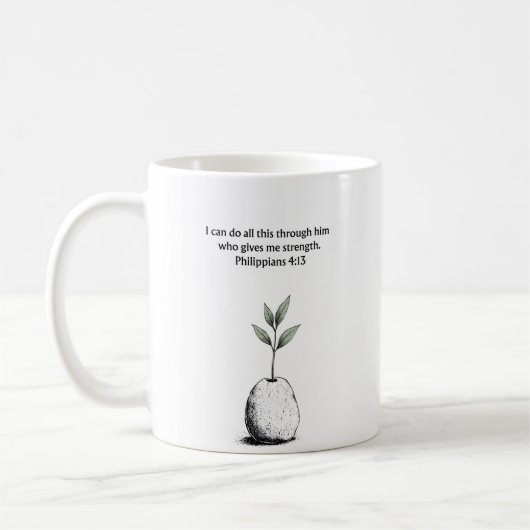 Philippians 4:13 Bible Verse Christian Gift Mug コーヒーマグカップ (左)