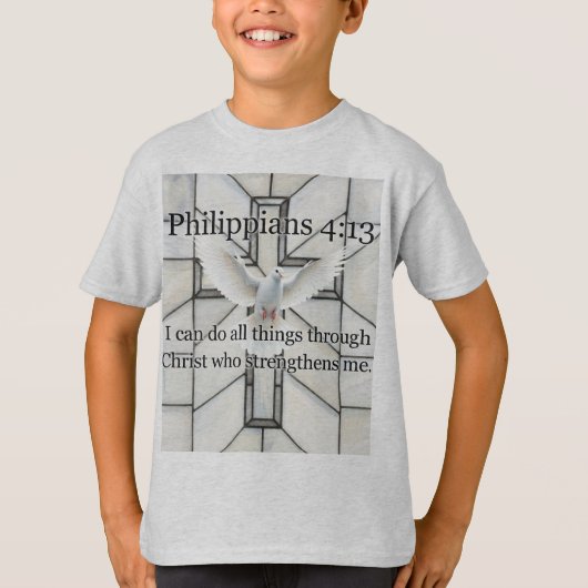 Philippians 4:13 Bible Verse Kid's Tee Shirt Tシャツ (正面)
