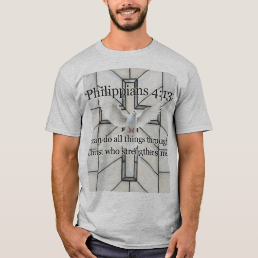 Philippians 4:13 Bible Verse Men's Tee Shirt Tシャツ (正面)