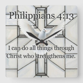 Philippians 4:13 Bible Verse Wall Clock スクエア壁時計