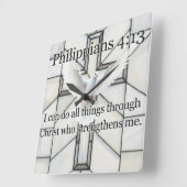 Philippians 4:13 Bible Verse Wall Clock スクエア壁時計 (傾斜)