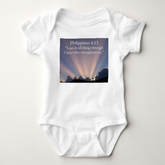 Philippians 4:13 Christian Baby Bodysuit ベビーボディスーツ (正面)