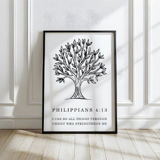 Philippians 4:13 Christian Bible Verse Art ポスター