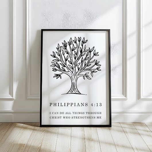 Philippians 4:13 Christian Bible Verse Art ポスター