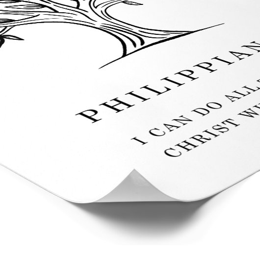Philippians 4:13 Christian Bible Verse Art ポスター (角)