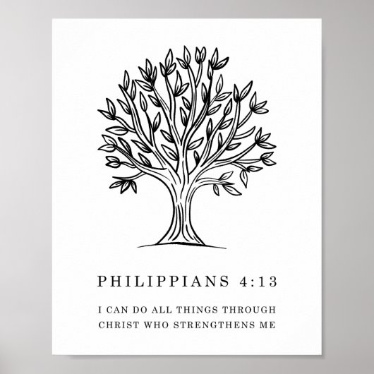 Philippians 4:13 Christian Bible Verse Art ポスター (正面)