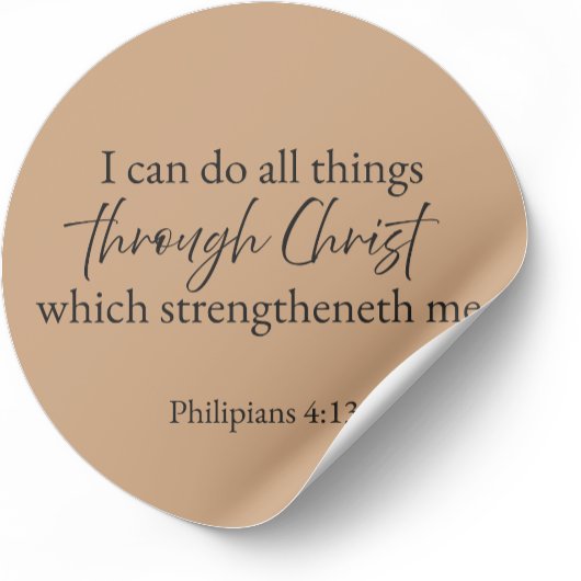 Philippians 4:13 Christian Faith Sticker – Warm ラウンドシール