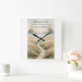 Philippians 4:13 Christian Square Wall Clock スクエア壁時計 (ホーム)