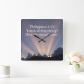 Philippians 4:13 Christian Square Wall Clock スクエア壁時計 (ホーム)