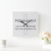 Philippians 4:13 Christian Square Wall Clock スクエア壁時計 (ホーム)
