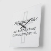 Philippians 4:13 Christian Square Wall Clock スクエア壁時計 (傾斜)