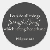 Philippians 4:13 Christian Sticker ラウンドシール (正面)