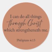 Philippians 4:13 Christian Sticker ラウンドシール (正面)