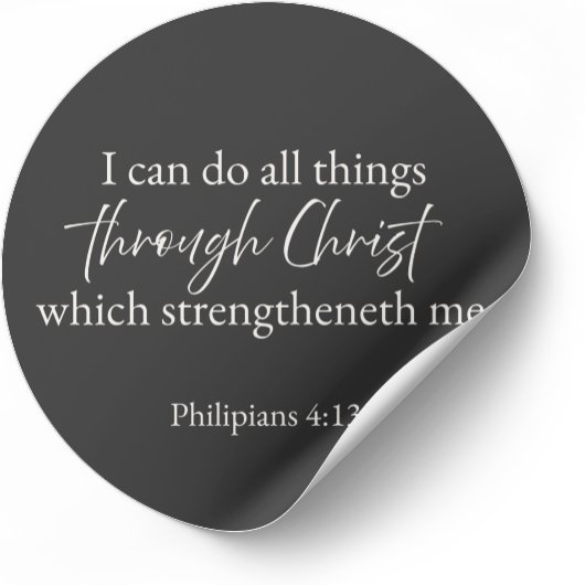 Philippians 4:13 Christian Sticker ラウンドシール