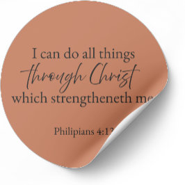 Philippians 4:13 Christian Sticker ラウンドシール