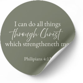 Philippians 4:13 Christian Sticker ラウンドシール