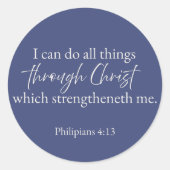 Philippians 4:13 Christian Sticker | Minimalist ラウンドシール (正面)