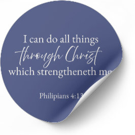 Philippians 4:13 Christian Sticker | Minimalist ラウンドシール