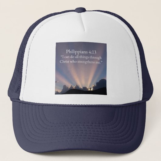 Philippians 4:13 Christian Trucker Hat キャップ (正面)