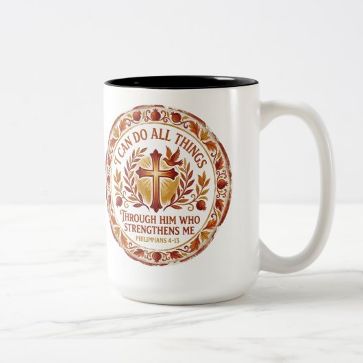 Philippians 4:13 Coffee Mug Christian Bible Verse  ツートーンマグカップ (右)